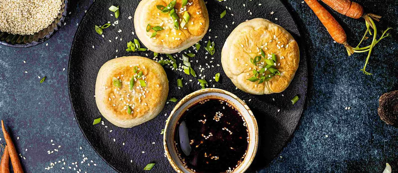 Bao buns fylt med sopp og grønnsaker