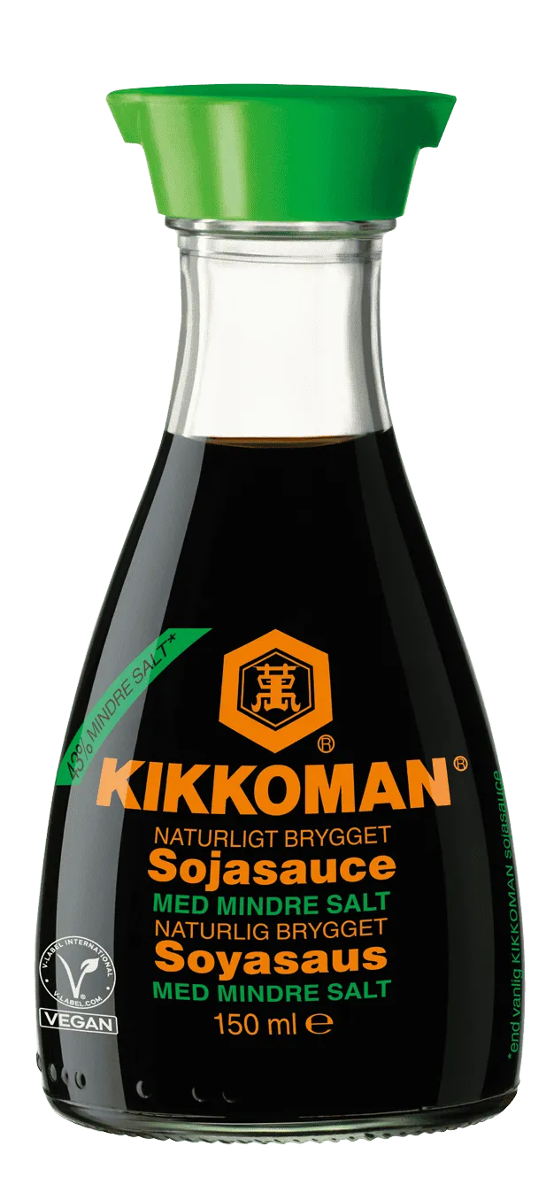 Kikkoman Naturlig Brygget Soyasaus Med Mindre Salt 150 ml dispenser