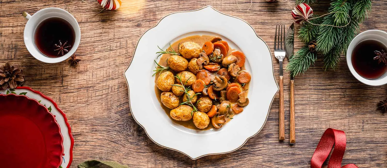 Vegetargryte med sopp og mørkt øl