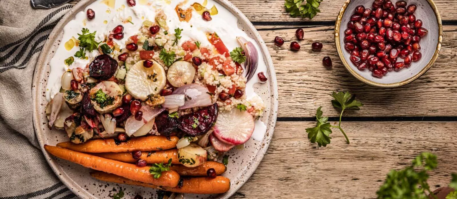Couscous med grillede grønnsaker og burrata