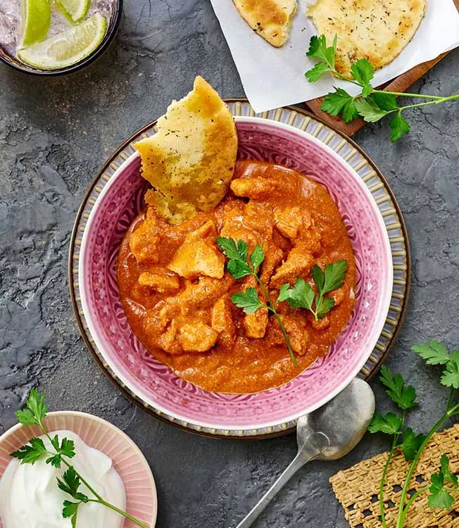 Butter chicken med ponzu og garam masala