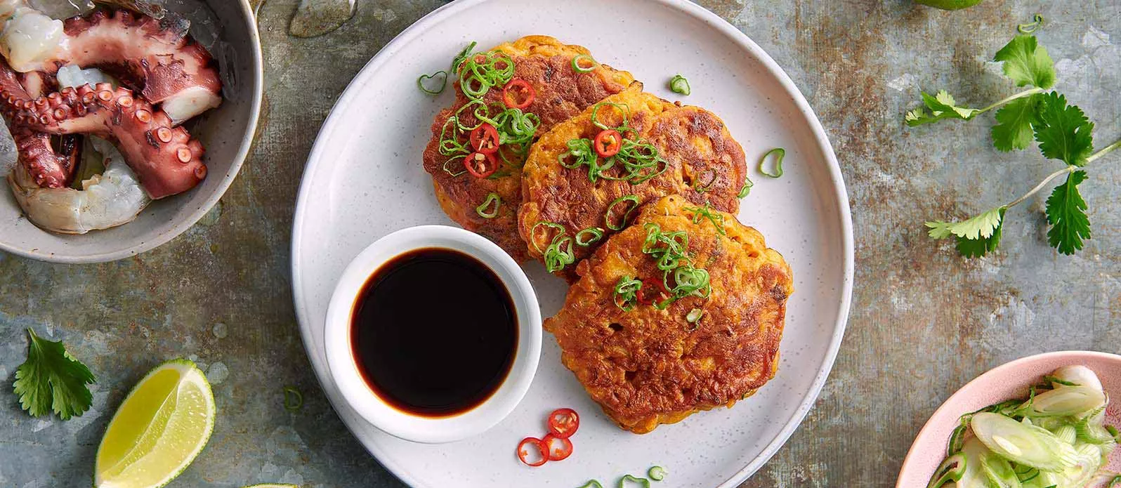 Saftige pannekaker med sjømat