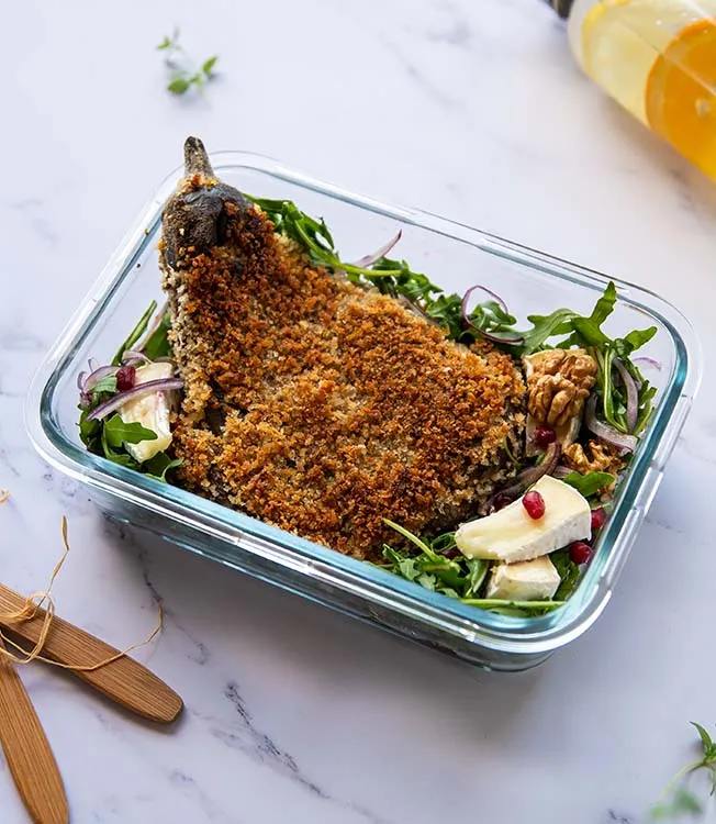 Sprø aubergine- og camembertsalat