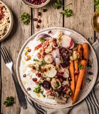 Couscous med grillede grønnsaker og burrata