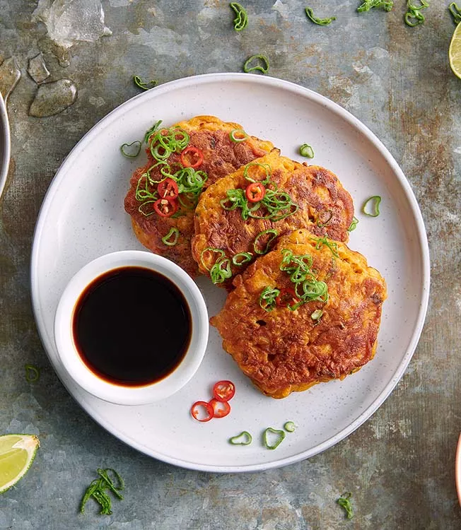 Saftige pannekaker med sjømat