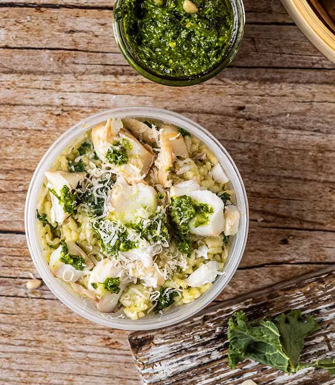 Kremete risotto med grønnkål og torsk