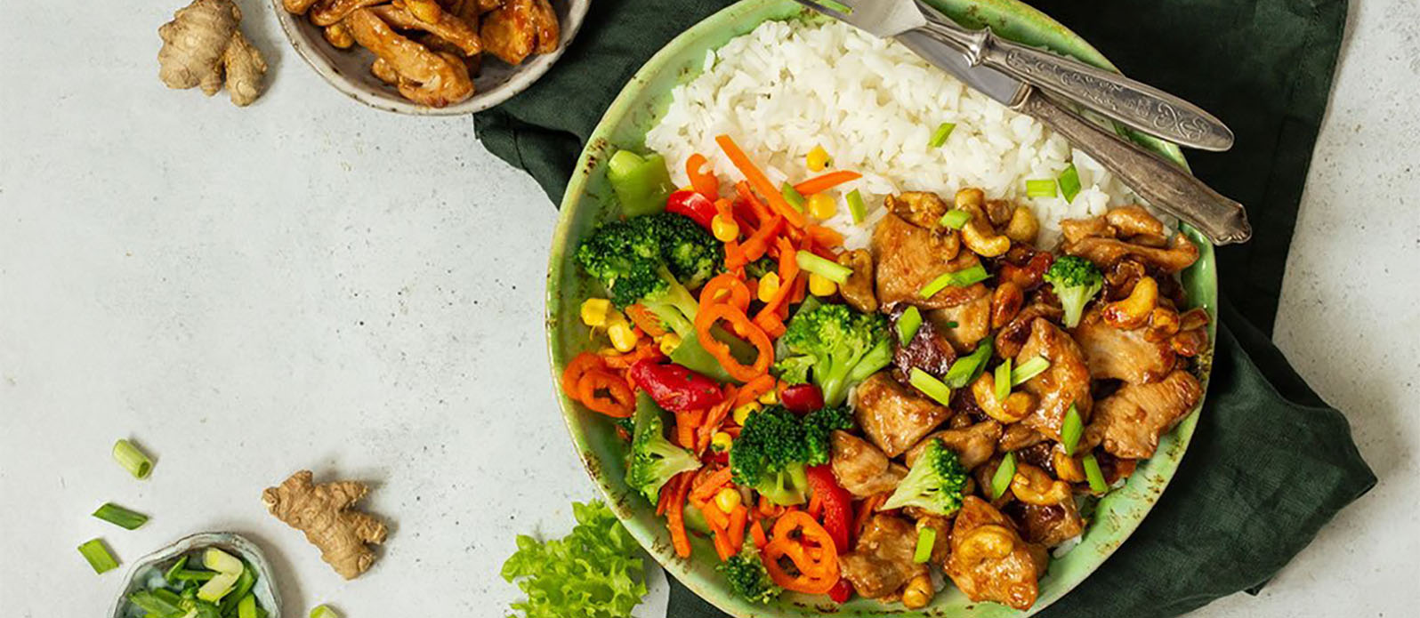 Stekt teriyakikylling med cashewnøtter